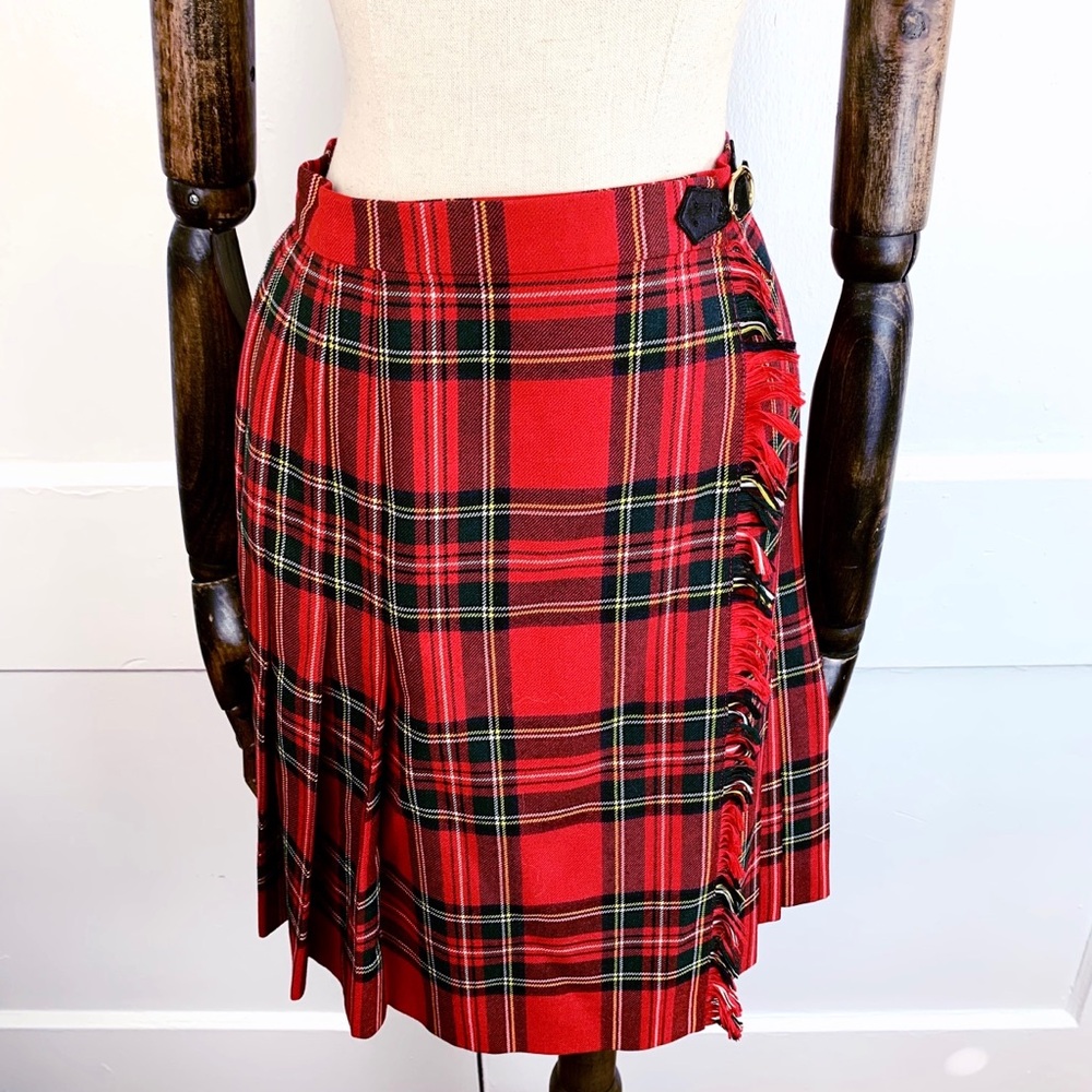 RARE Vintage Escada MARGARETHA LEY Runway Wool Plaid Skirt Size 34